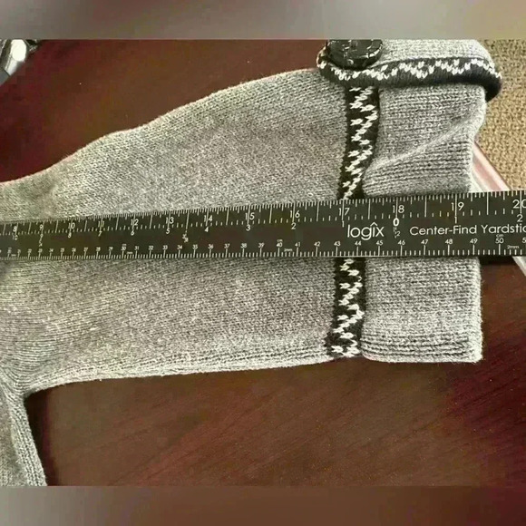 Coldwater Creek Women’s M Gray Cardigan Sweater Fair Isle 3/4 Bell Sleeve Button - Picture 6 of 10